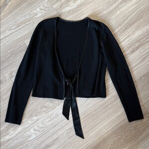 Black Tie-Front Women's Sweater